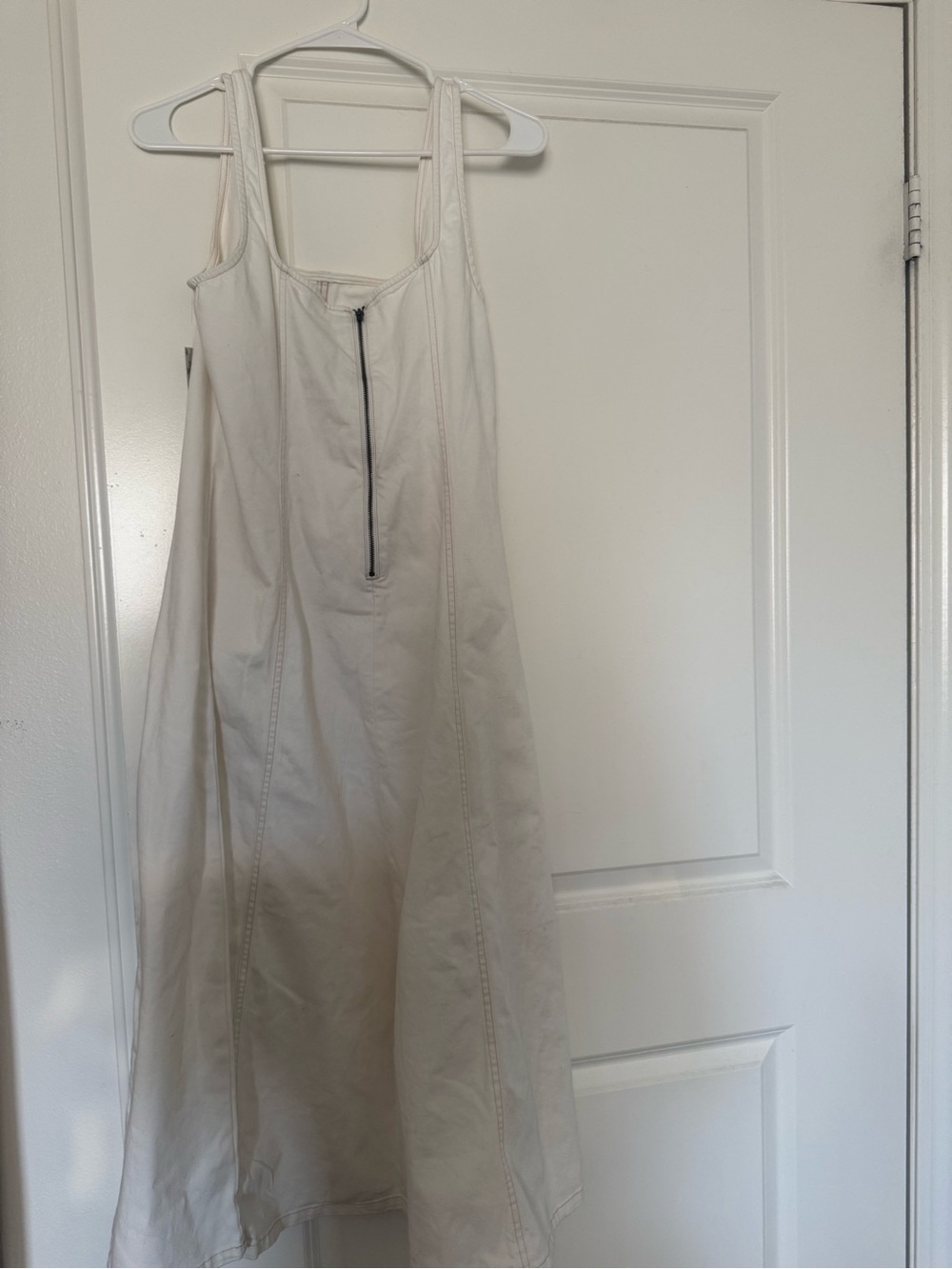 Old Navy Cream Tank Midi Dress with Front Zip